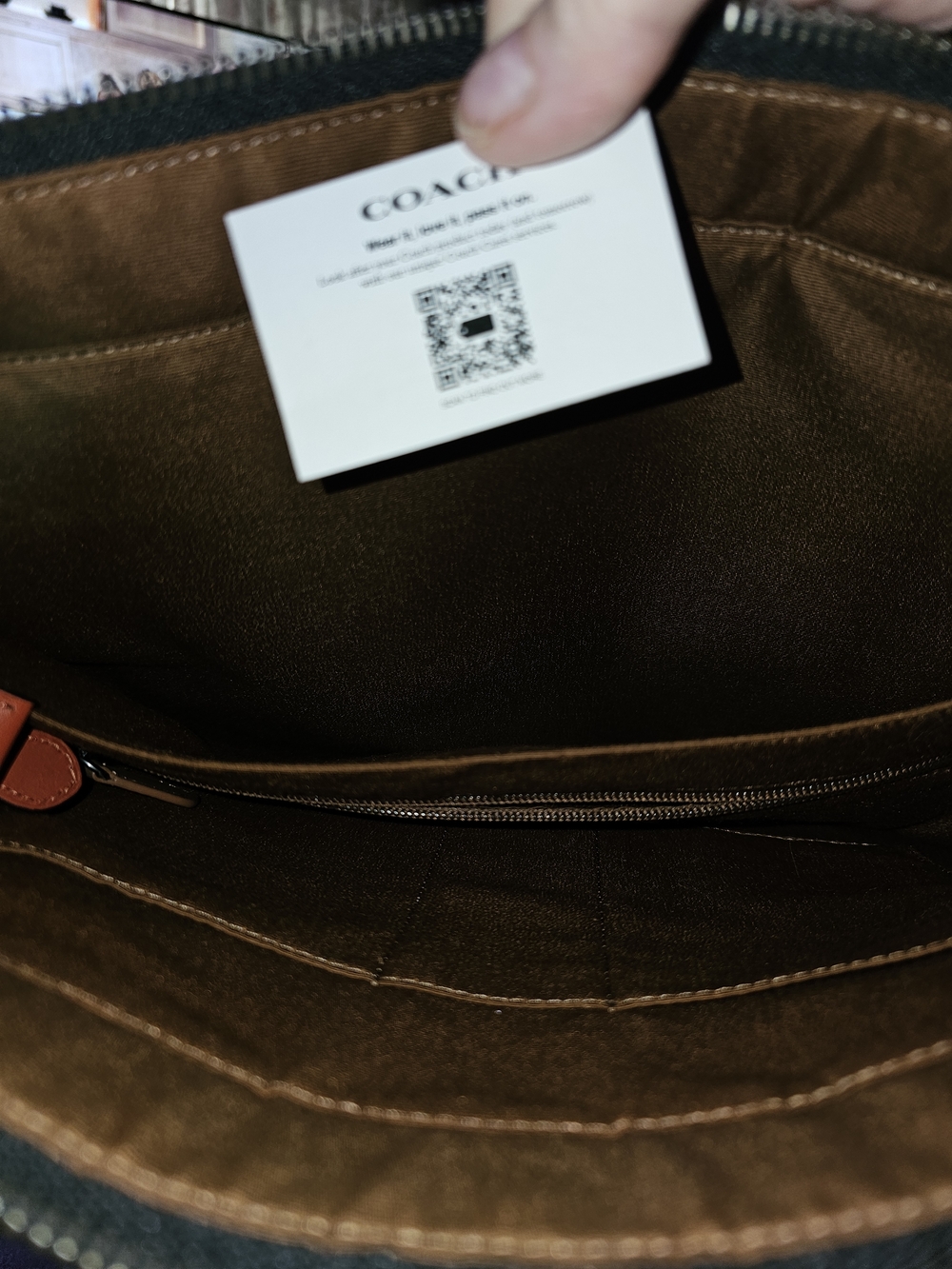 Coach Signature Canvas Tote Bag in Brown with Red Handles NWOT Retail $498 - Picture 4 of 7